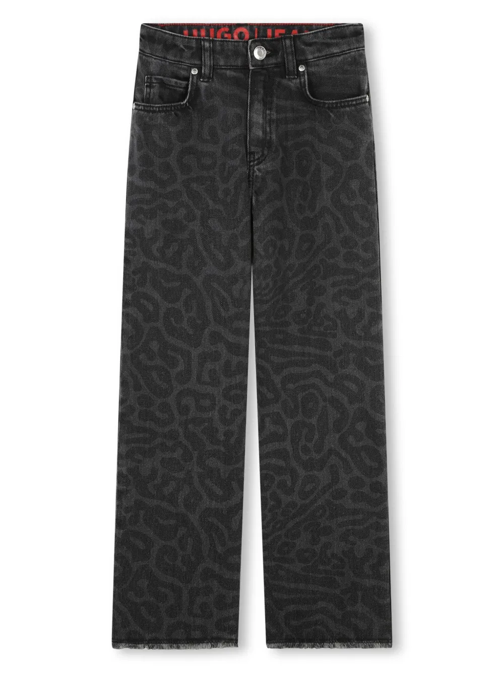 HUGO KIDS Straight jeans met luipaardprint Zwart