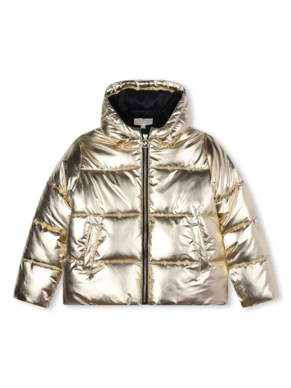Michael Kors Kids logo embossed Puffer Jacket Gold FARFETCH CA