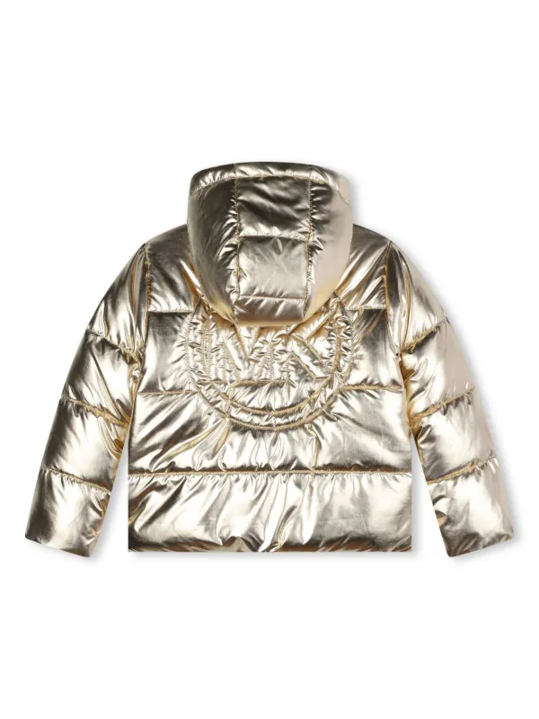 Michael Kors Kids logo embossed Puffer Jacket Gold FARFETCH UK