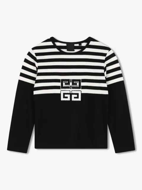 Givenchy Kids 4G-appliqué striped T-shirt