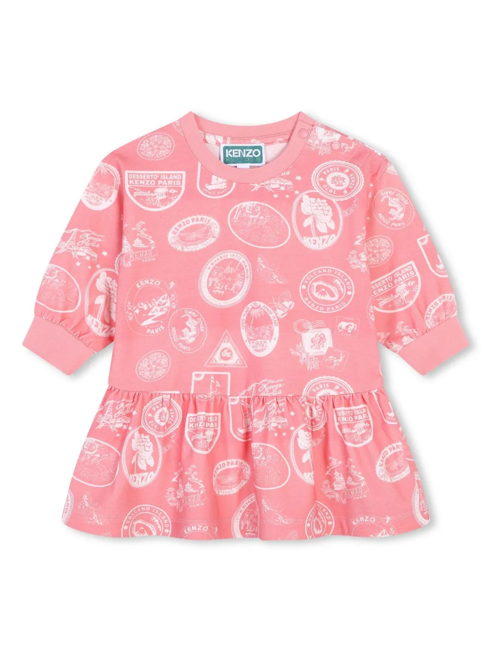 Kenzo Babies' Logo-print Dress In Pink