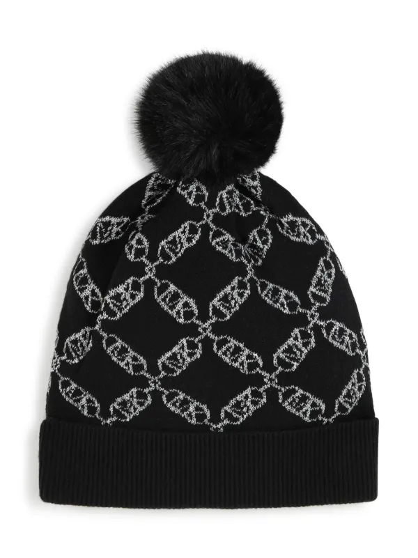 Michael Kors Kids logo jacquard Pompom Beanie Black FARFETCH TR