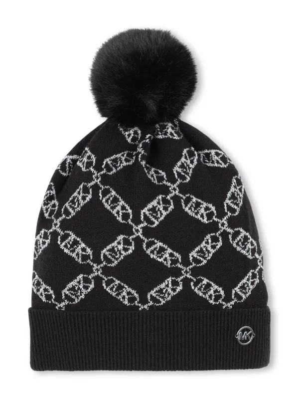 Michael Kors Kids logo jacquard Pompom Beanie Black FARFETCH UK