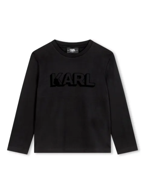 Karl Lagerfeld Kids تيشيرت قطن عضوي بأكمام طويلة