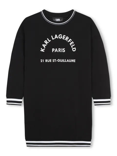 Karl Lagerfeld Kids فستان برقبة مستديرة وطبعة شعار الماركة