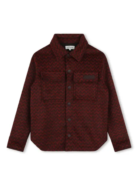 Lanvin Enfant herringbone-pattern logo-embroidered shirt 