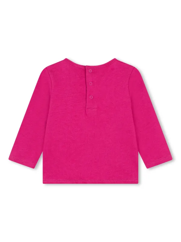 Pink Full Sleeve T Shirts For Baby Girl Chloé Kids Embroidered