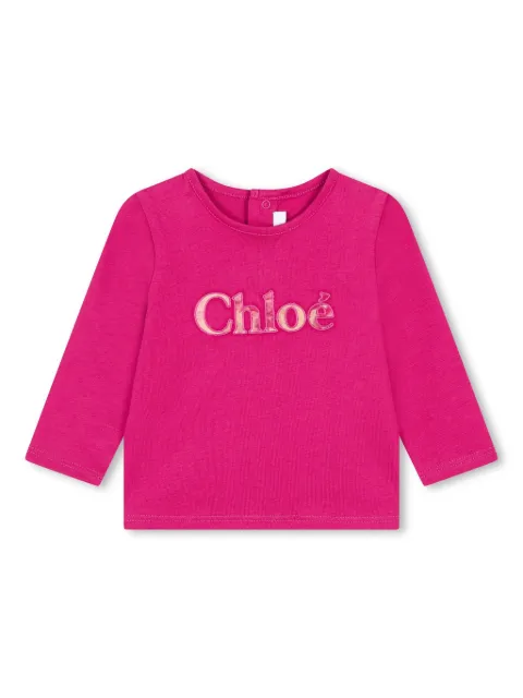 Chloé Kids Camiseta com logo bordado