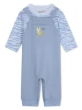 Kenzo Kids printed cotton dungarees set - Blue