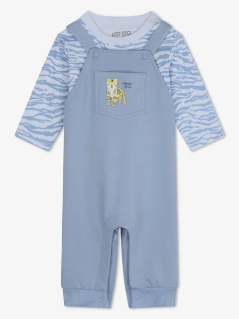 Kenzo Kids printed cotton dungarees set