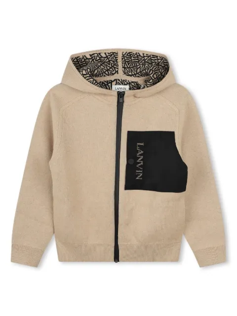 Lanvin Enfant logo-embroidered zip-up hoodie