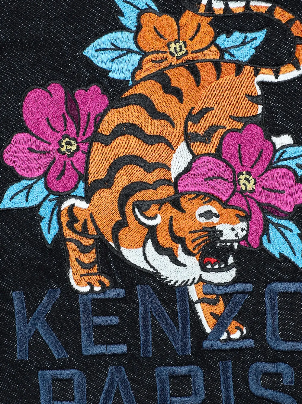 Kenzo Kids Jurk met Tiger borduurwerk Blauw