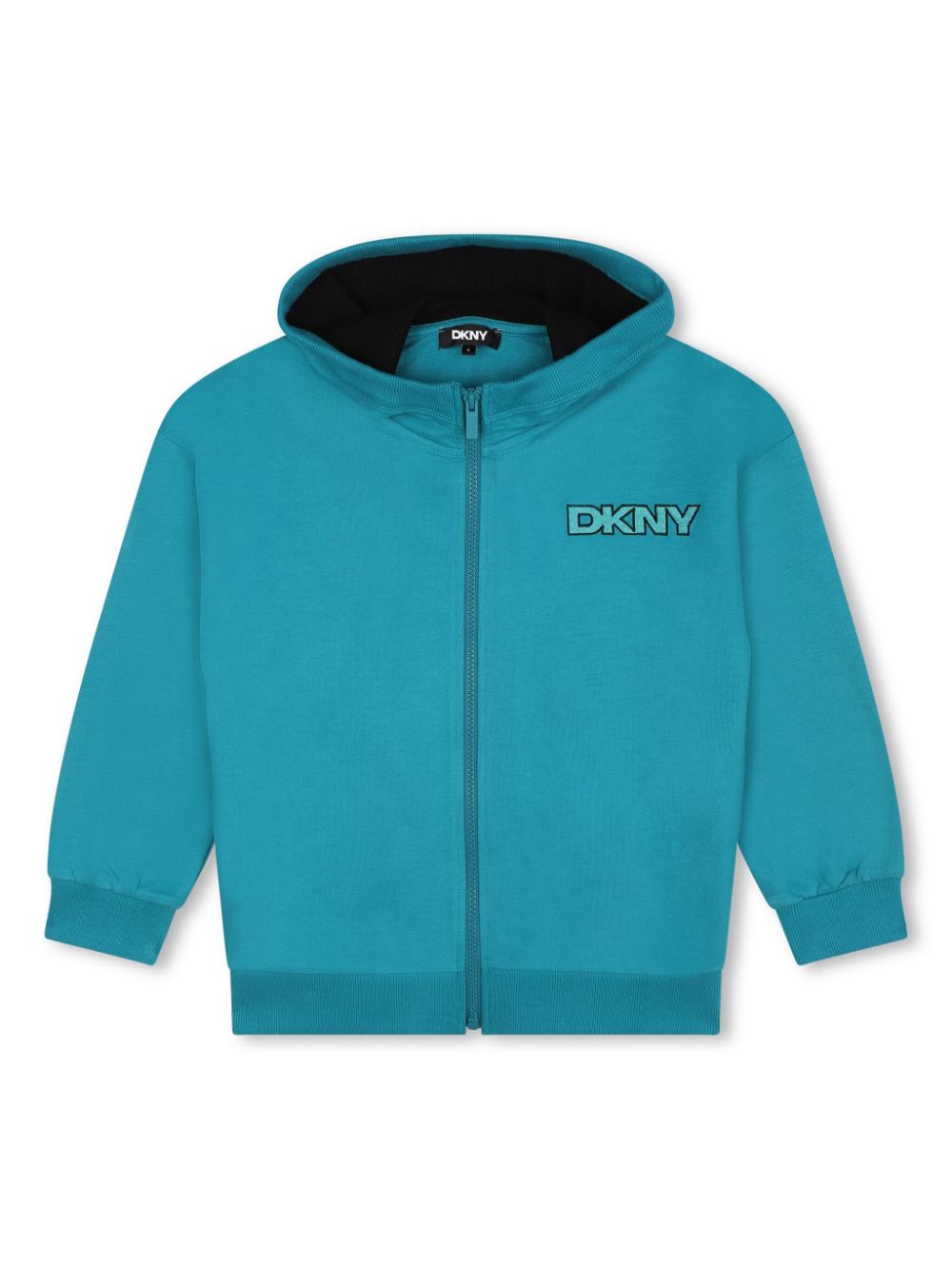 Dkny Kids logo-embroidered cotton hooded jacket - Blue