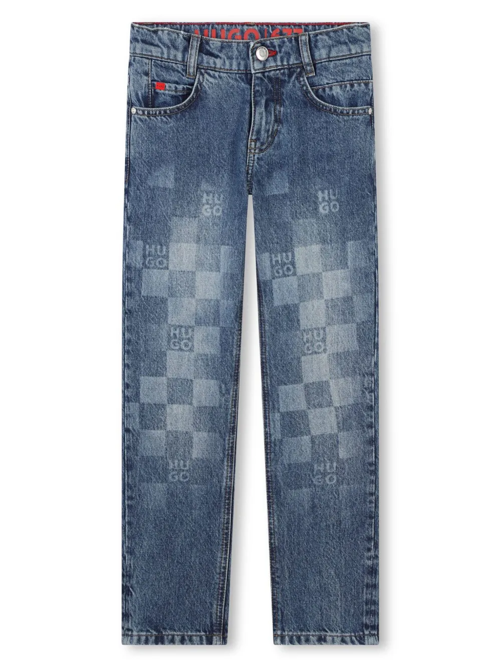 HUGO KIDS monogram-print jeans - Blue