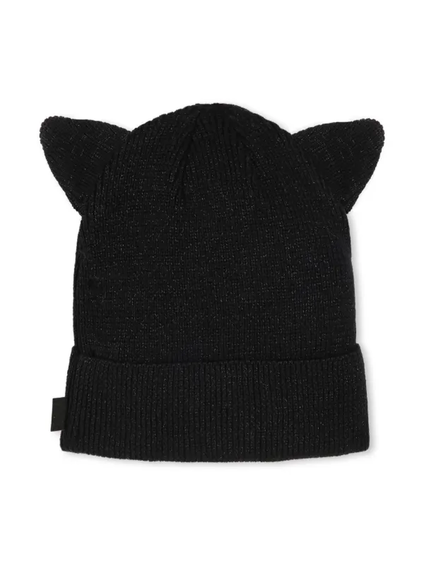 Karl Lagerfeld Kids Sequinned Cat Ears Beanie Black FARFETCH IN