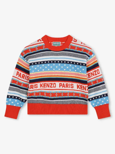Kenzo Kids multi-stripe crew neck jumper