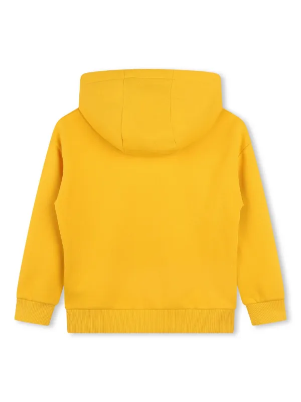 Kenzo Kids tiger print fleece texture Hoodie Yellow FARFETCH PT