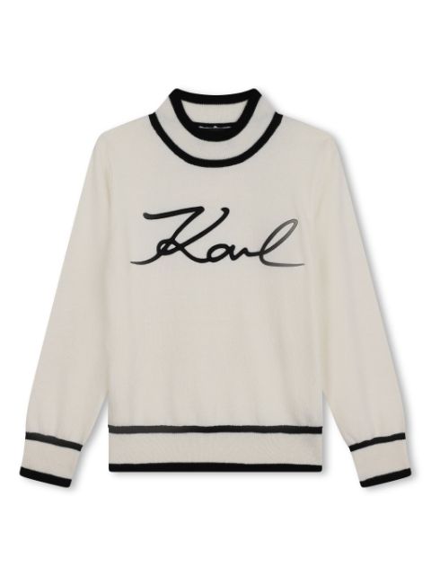 Karl Lagerfeld Kids logo-embroidered high-neck jumper 