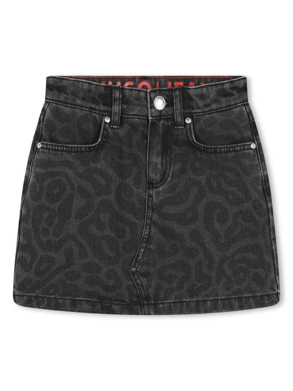 HUGO KIDS leopard-print denim skirt - Black