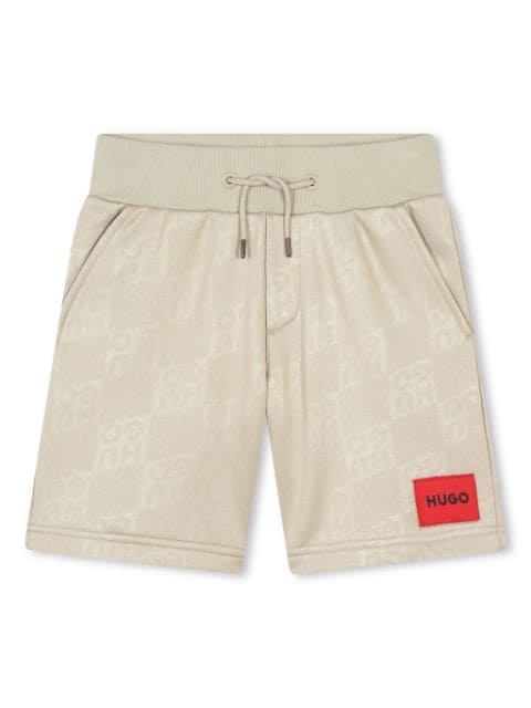 HUGO KIDS monogram-pattern track shorts