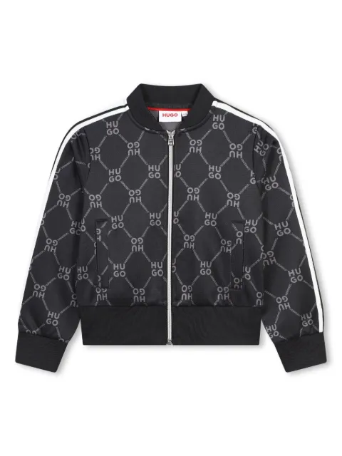 HUGO KIDS logo-print zip-up cardigan