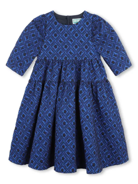Kenzo Kids logo-jacquard long-sleeves dress
