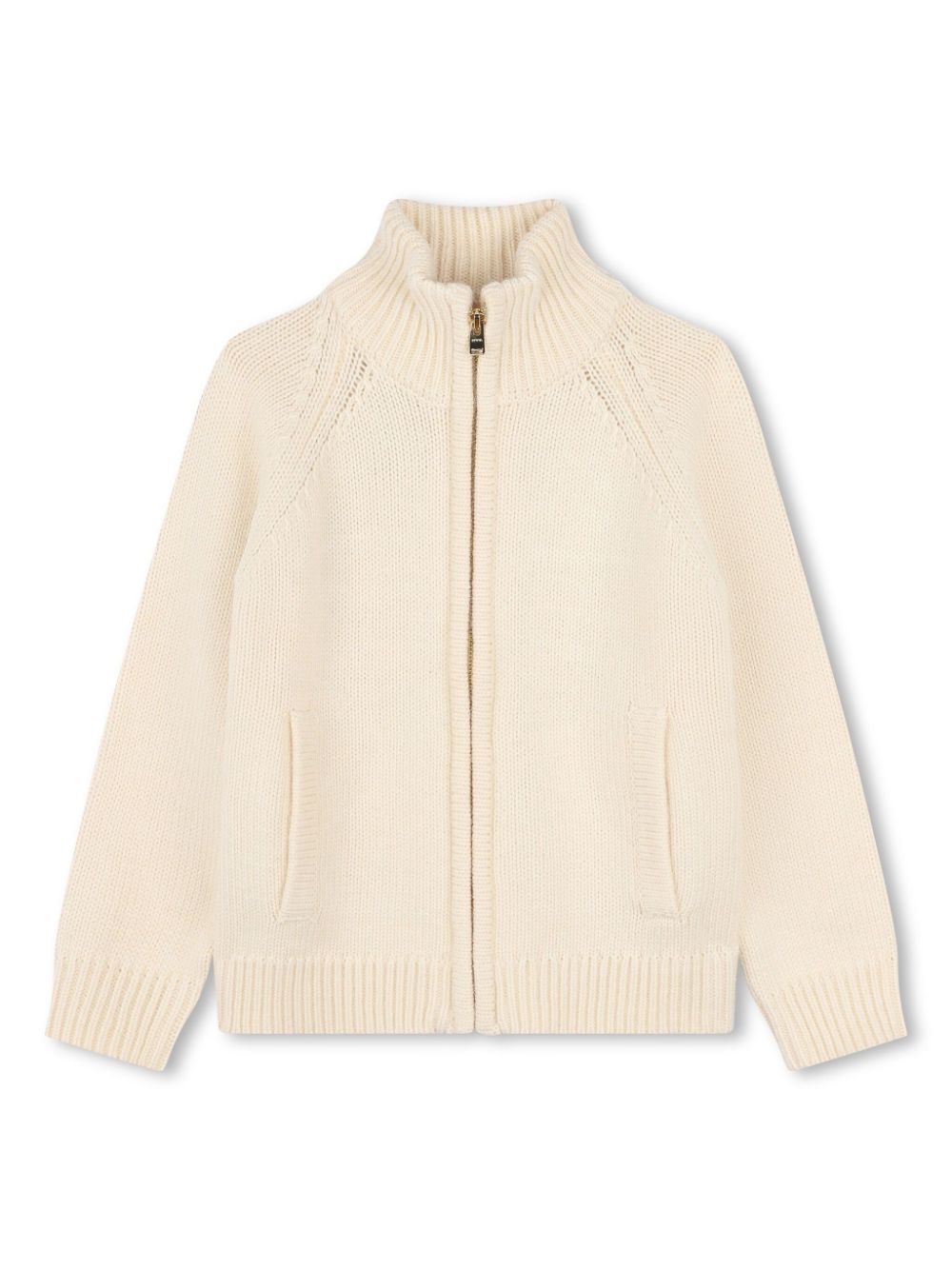 SONIA RYKIEL ENFANT logo-embroidered zip-up jumper - Neutrals