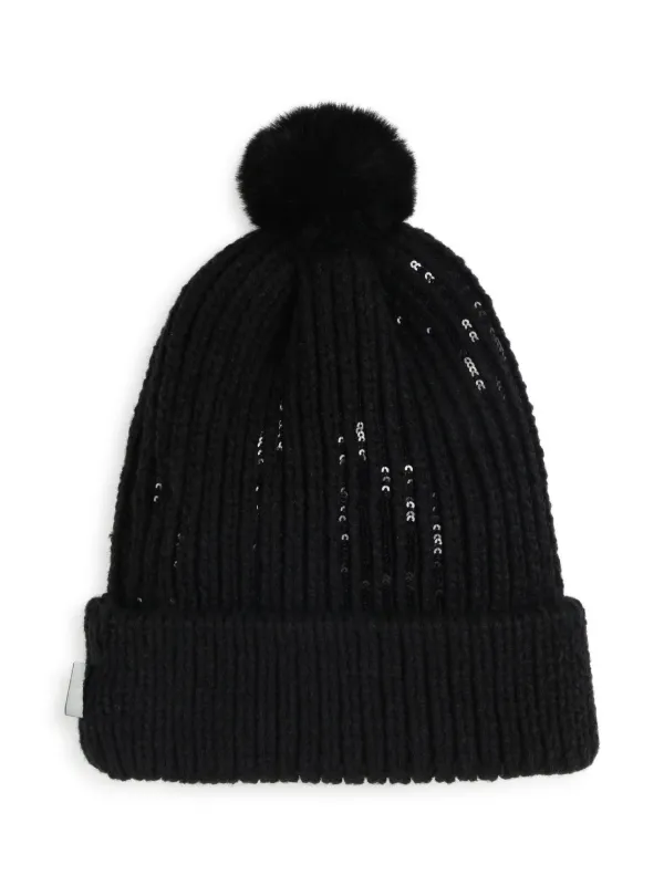 Karl Lagerfeld Black Knit Hat with Pom-Pom s-l400.jpg main image 4