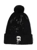 Karl Lagerfeld Kids sequinned pompom beanie - Black