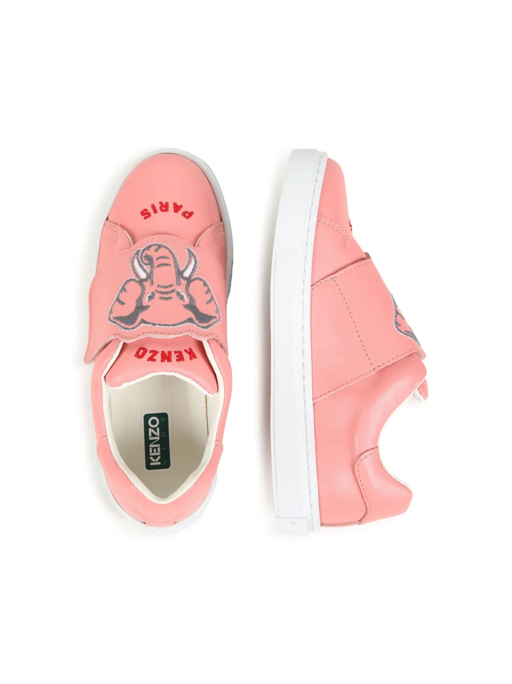 Kenzo Kids Elephant-embroidered sneakers Pink