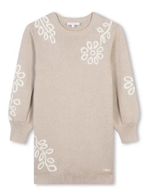 Chloé Kids vestido con bordado floral