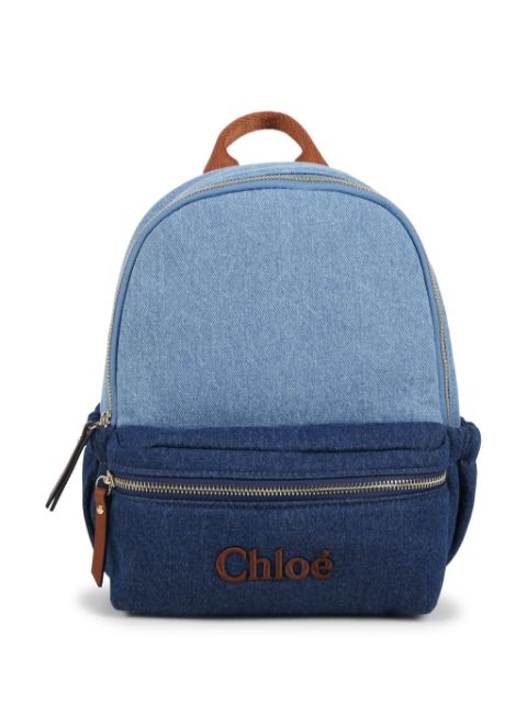 Chloé Kids embroidered-logo organic-cotton backpack