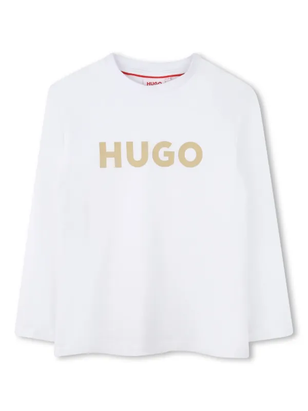 HUGO KIDS logo-print long-sleeved T-shirt White FARFETCH ID