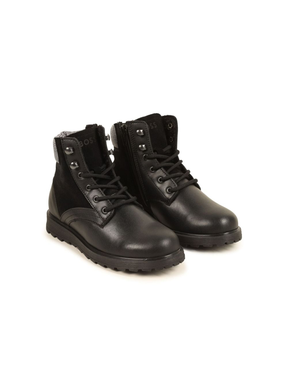 BOSS Kidswear lace-up leather ankle boots Black