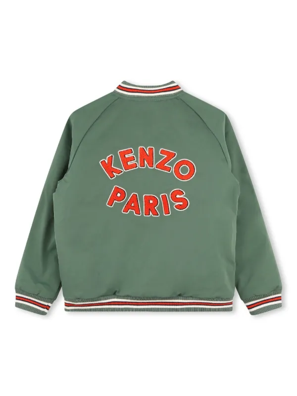 Kenzo Kids logo-appliqué Bomber Jacket Green FARFETCH PT