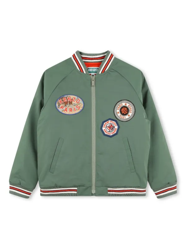 Kenzo Kids Chaqueta Bomber Con Aplique Del Logo Verde FARFETCH ES