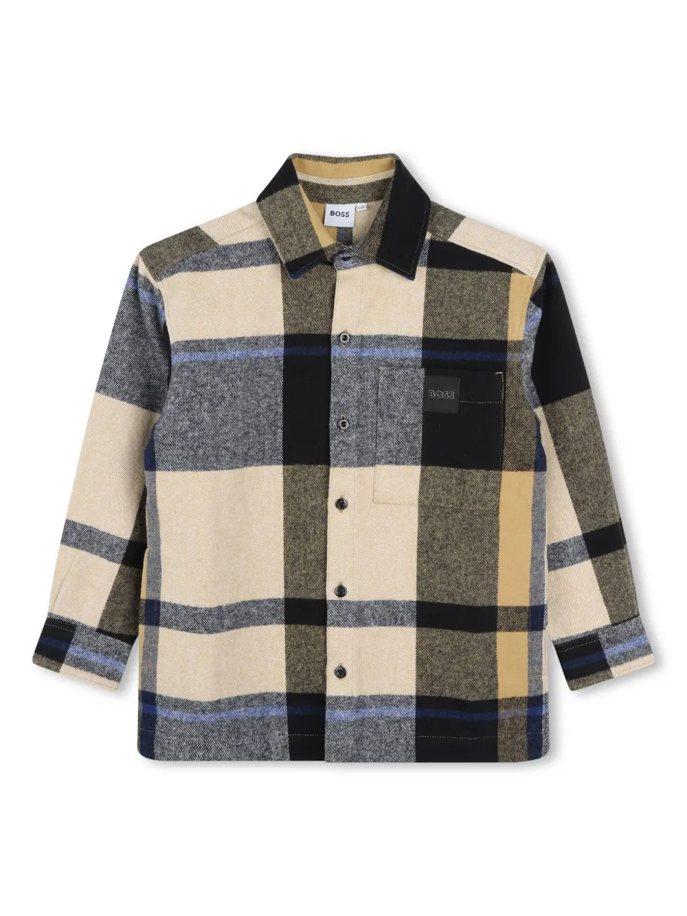 BOSS Kidswear Geruit shirt Beige