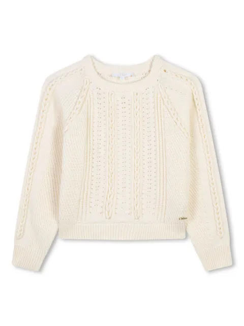 Chloé Kids كنزة بأكمام طويلة وحياكة الضفيرة
