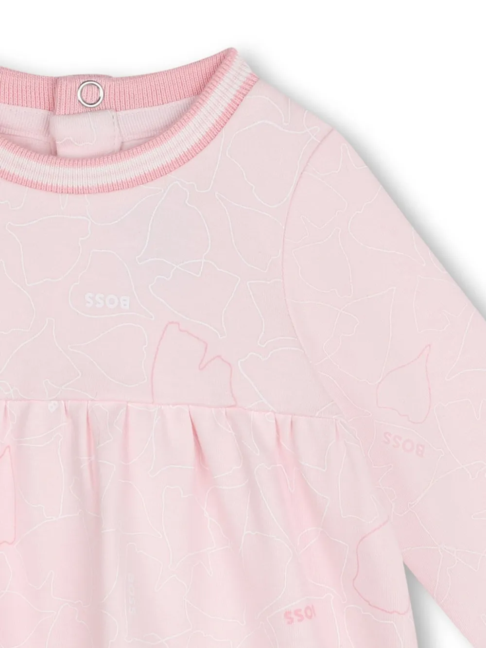 BOSSWEAR ALL-OVER LOGO PRINT LONG-SLEEVE DRESS