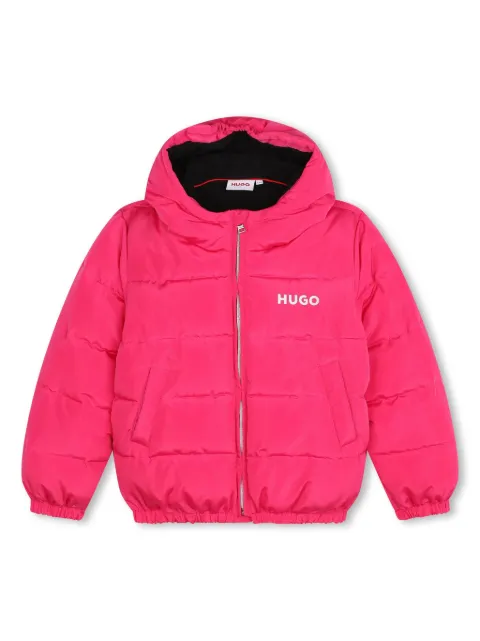HUGO KIDS chamarra capitonada con logo estampado