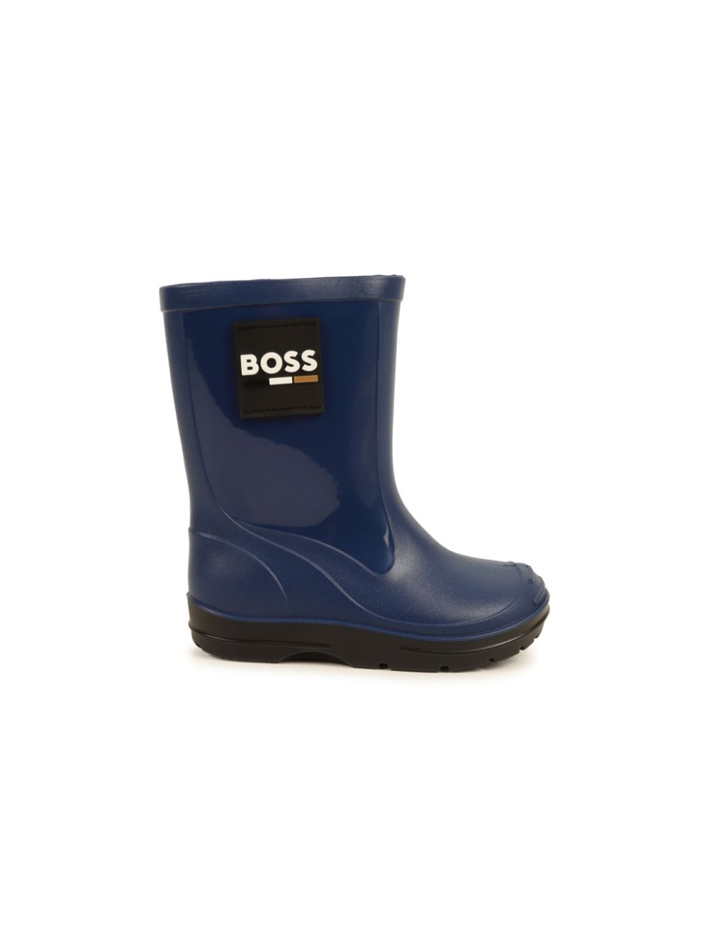 BOSS Kidswear logo-patch matte wellies Blue