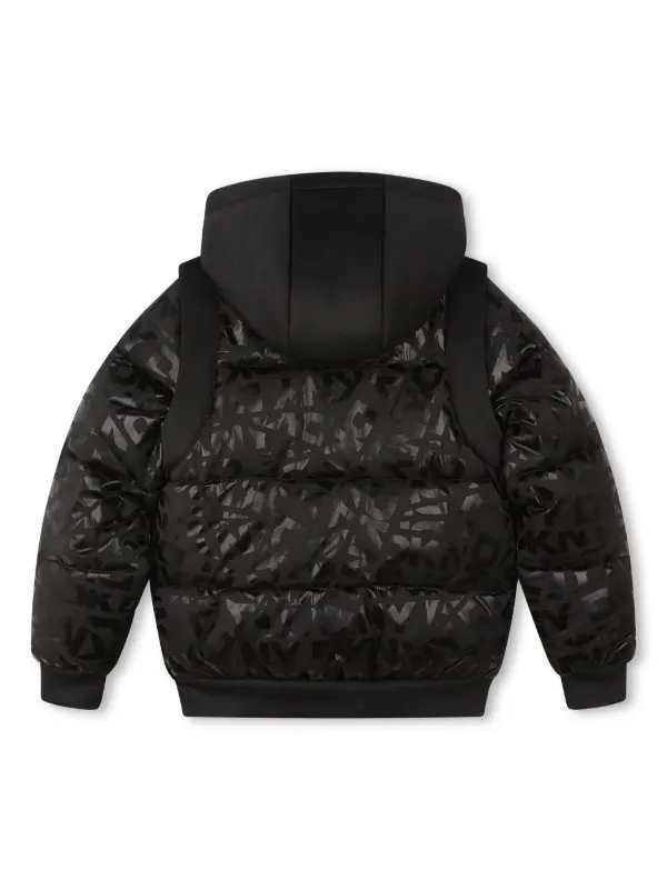 Dkny Kids monogram print Puffer Jacket Black FARFETCH AO