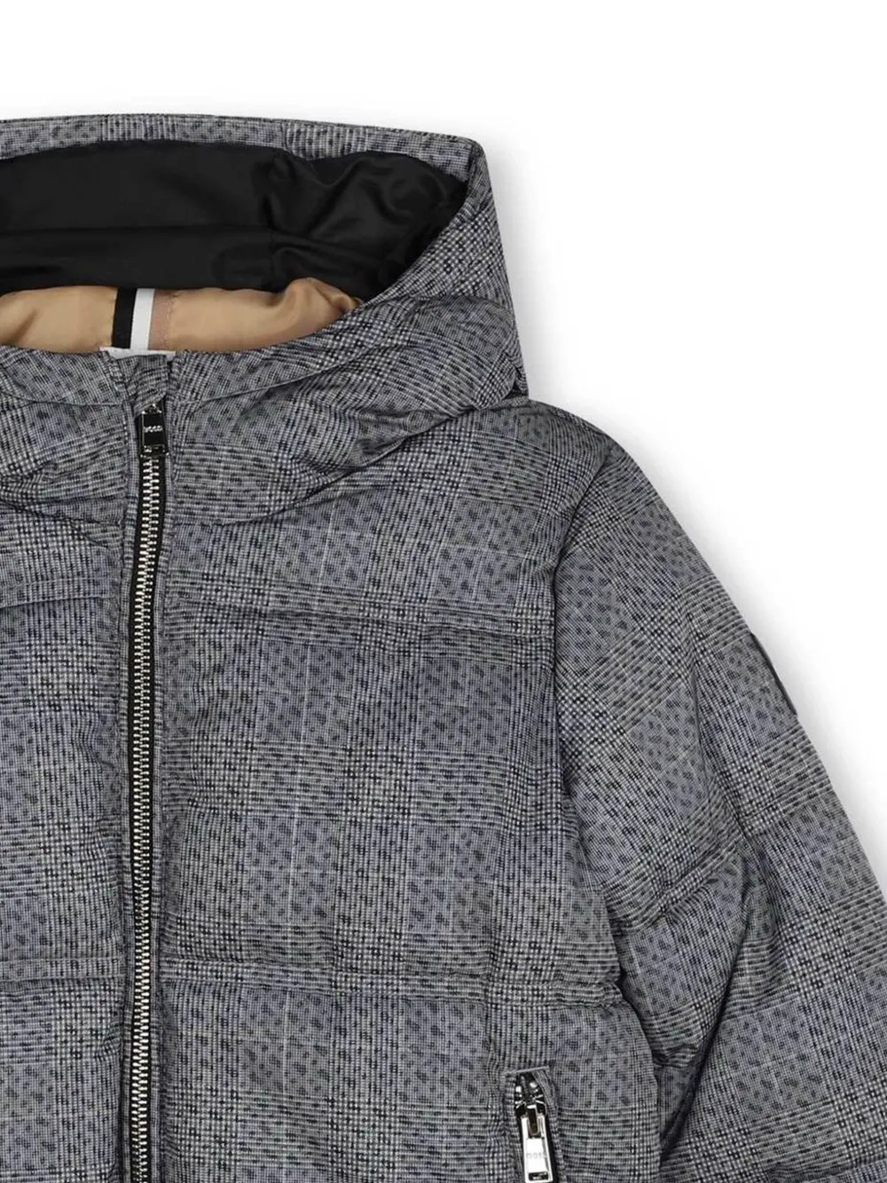 BOSS Kidswear Check Puffer Jacket | Grey | FARFETCH BOSS Kidswear Check Puffer Jacket | Grey | FARFETCH