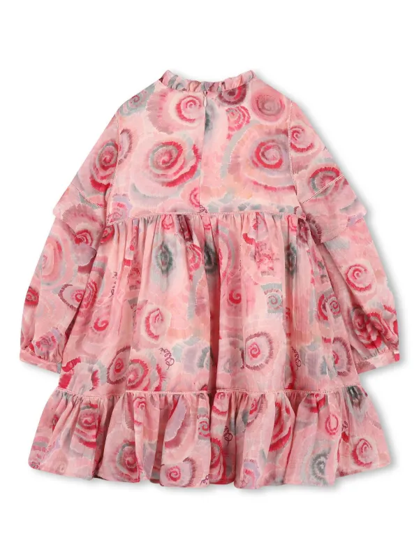 Chlo Kids swirl-print Wool Dress | Pink | FARFETCH IE