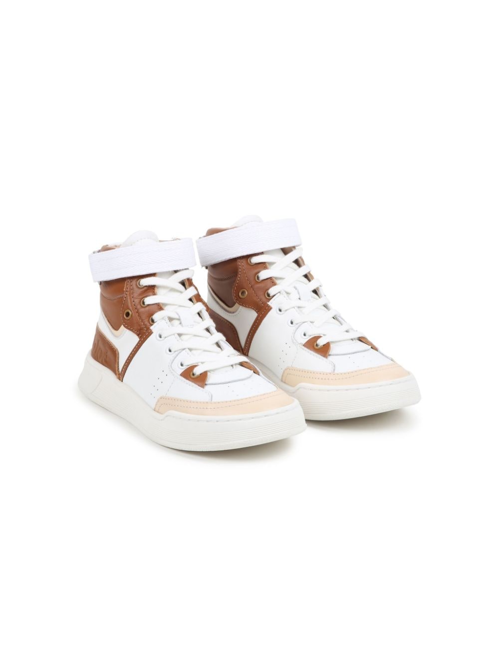 Chloé Kids' Panelled High-top Sneakers In White