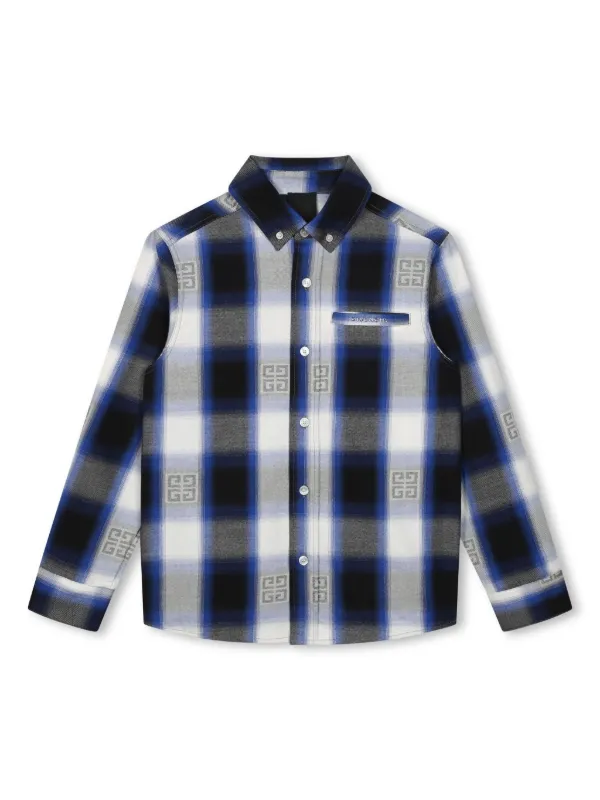 Givenchy Kids Plaid Flannel Shirt Black FARFETCH NZ