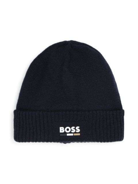 BOSS Kidswear logo-print knitted beanie