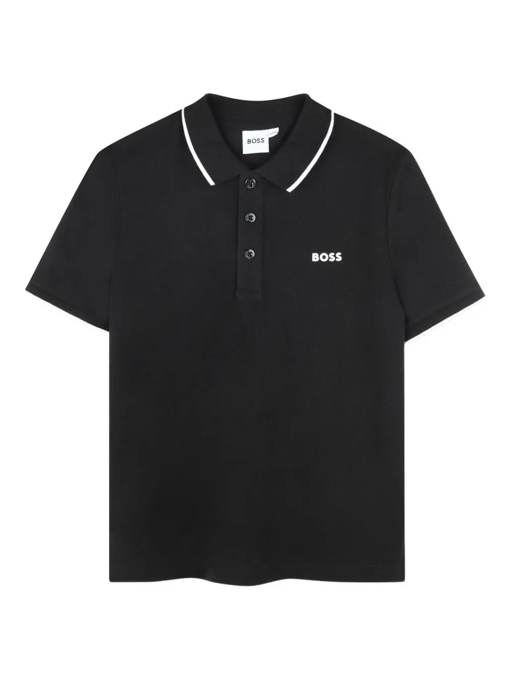 BOSS Kidswear polo con cuello de pico | negro | Image 1