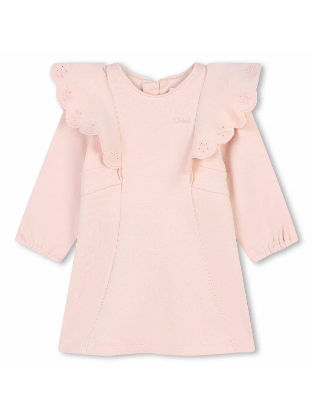 Chloé Babies' Floral-embroidery Cotton Dress In Pink