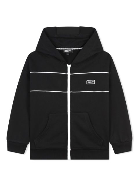 Dkny Kids logo-patch zipped hoodie